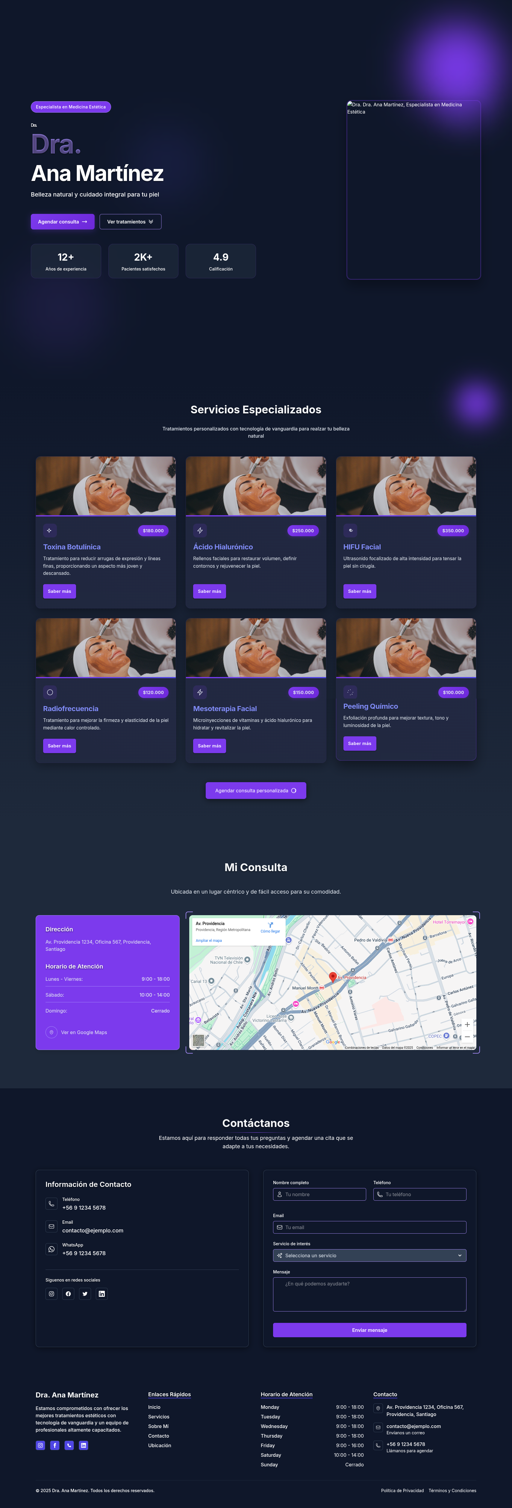 Vista previa de Plantilla Medicina Estética - Web profesional para Medicina Estética